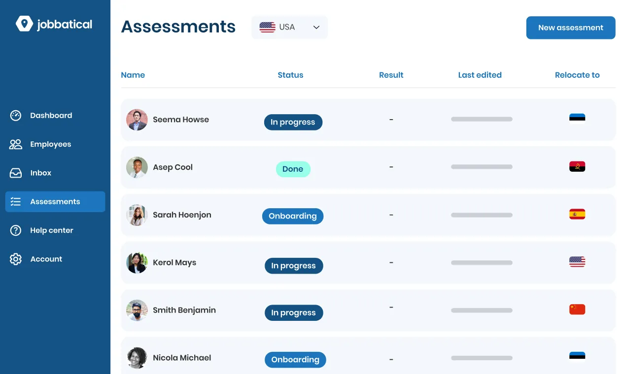 Jobbatical platform assessments page